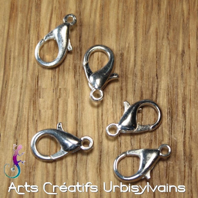 Lot of 10 hook or hook clasps in silver metal 12x6mm image 1