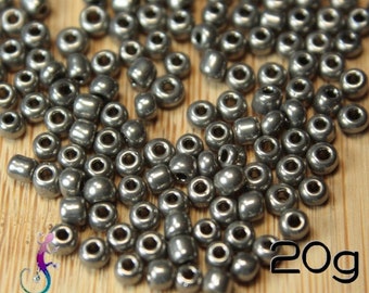 Lot de 20g perles de rocaille en verre argenté 3mm