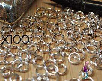 Lot de 100 anneaux doubles ouverts en métal argenté 5mm