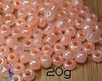 Lot de 20g de perles de rocaille en verre couleur rose saumon 4mm