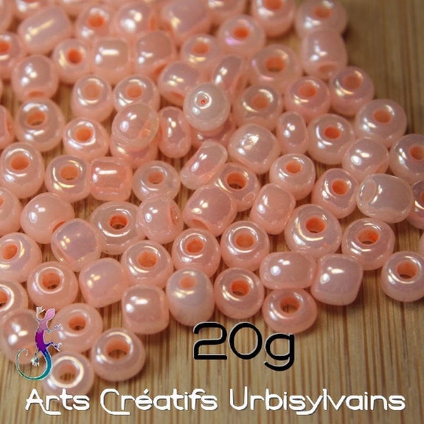 Lot de 20g de perles de rocaille en verre couleur rose saumon 4mm