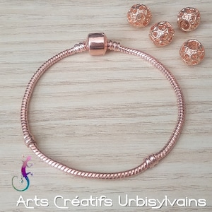 European snake chain bracelet in rose gold-tone metal