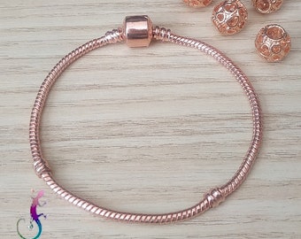 European snake chain bracelet in rose gold-tone metal