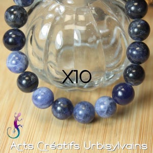 Lot of 10 round beads in natural blue sodalite 6mm