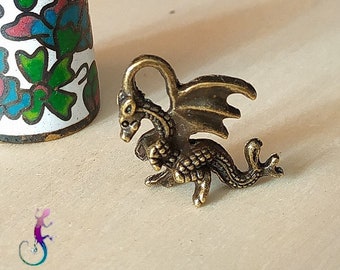 Lot de 3 breloques dragon métal 3D en métal bronze 21x14mm