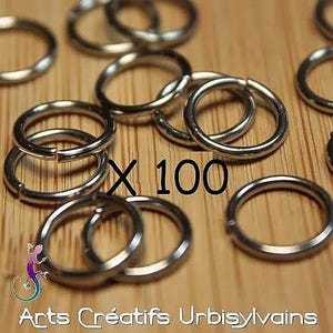 Pacote com 100 anéis vazados simples de aço inoxidável, 10 mm de diâmetro, 1 mm de espessura.