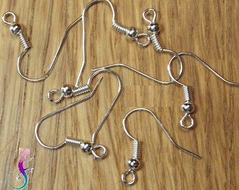 Set of 20 holders silver plated hook earrings