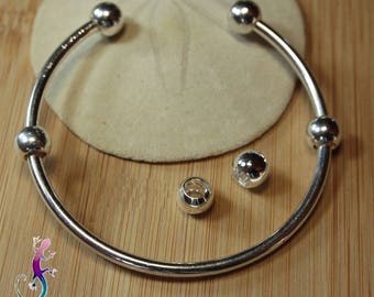 Lot de 2 perles stoppeuses à visser en métal plaqué argent pour bracelet ou collier européen