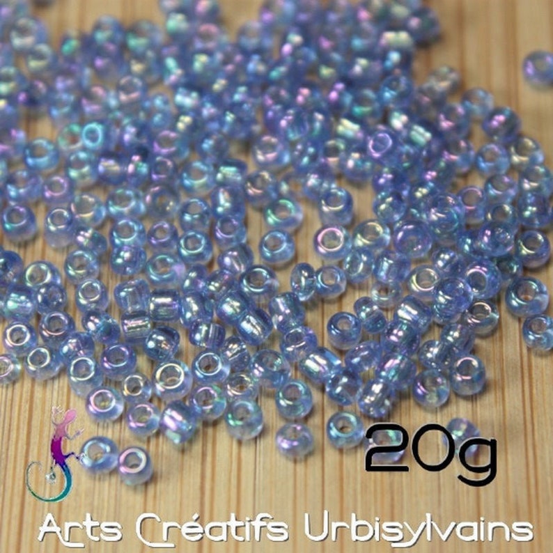 Set of 20g of rock pearls in iridescent lavender blue glass 2mm image 1