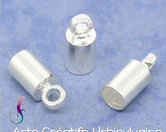 Lot de 12 embouts plaqué argent à coller pour lacet ou cordon jusqu'à 3mm