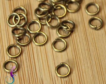 Lot de 100 anneaux simples ouverts en métal bronze 5mm ép. 0,9mm