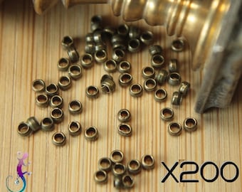 Lot de 200 perles à écraser ou de serrage 2mm bronze