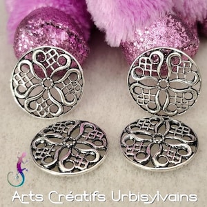 Set of 4 medieval style spacer connectors in antique silver metal 23mm