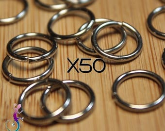 Lot de 50 anneaux simples ouverts en acier inox 10mm ép. 1mm