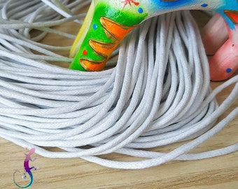 Lot de 4m de cordon en coton ciré blanc pour bracelet et collier diamètre environ 2mm