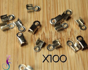 Lot de 100 embouts argentés 2,4x3mm pour fil ou cordon de 1,5 à 2mm