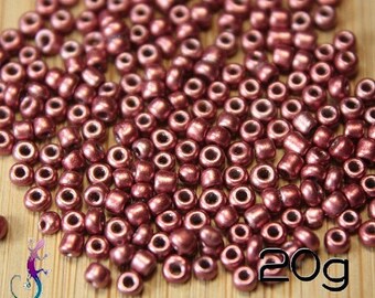 Set of 20g glass rock beads color old pink 2mm