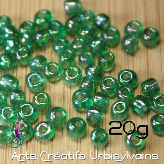 20g lot of rock beads in pale green glass 4mm