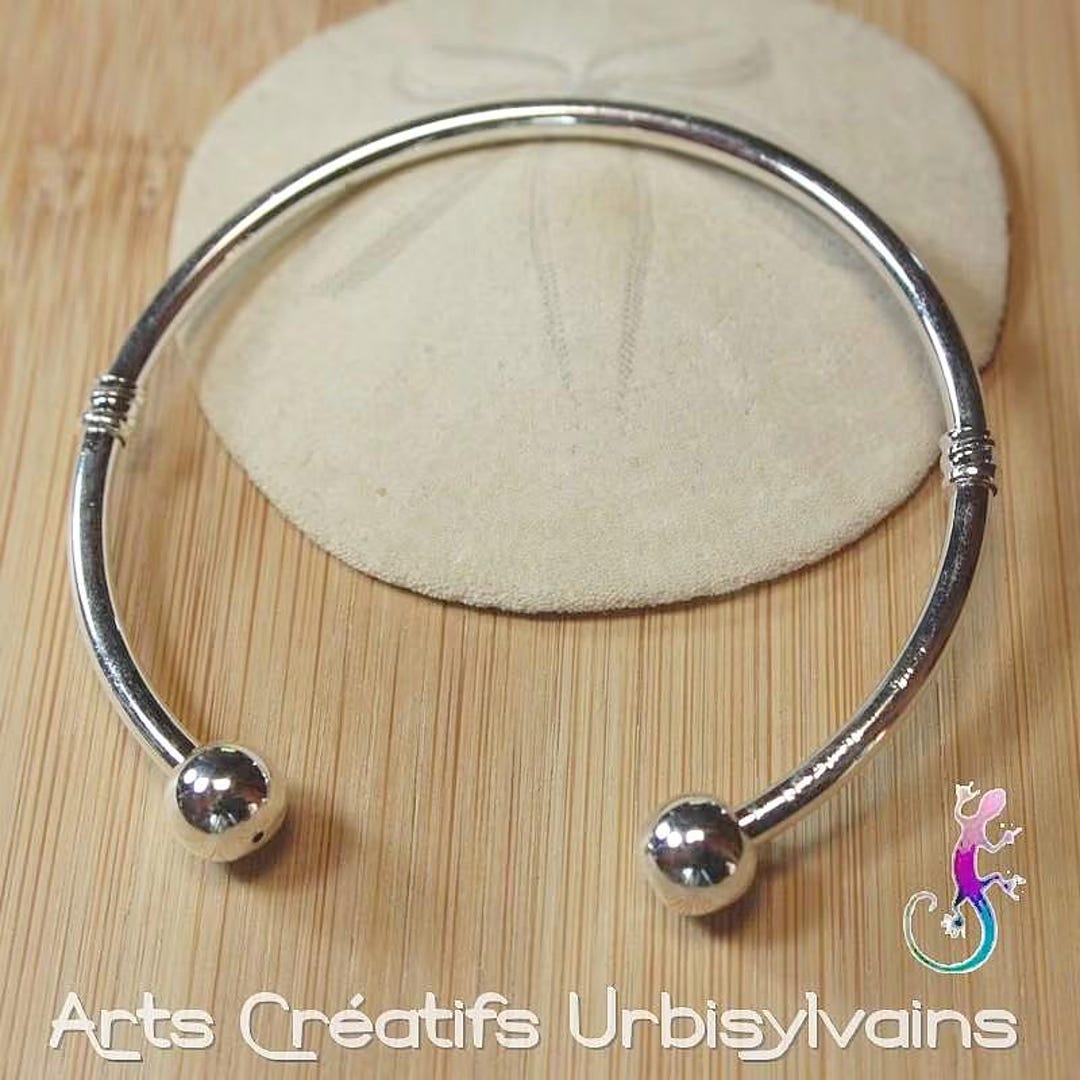 European Bangle Bracelet in Silver Plated Metal 18cm - Etsy