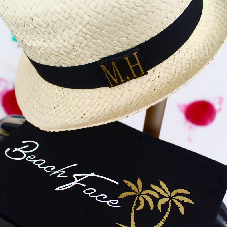Trilby Personalised Women/'s Fashion Straw Hat Maggie Makes Personalised Straw Trilby Hat Beach Hat