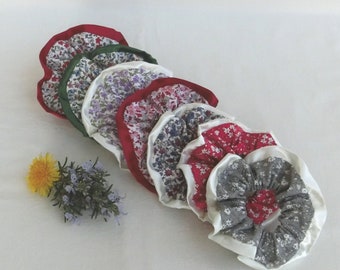 Scrunchies, Liberty-style floral satin and cotton fabric, hair elastic, women&#39;s or girls&#39; fashion accessory, handmade gift