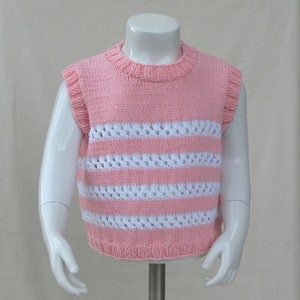 Cotton Tank Top Sweater, Child Girl Size 4/5 years, Sleeveless Top, Handmade Knit, Spring/Summer Clothing Fashion, Gift