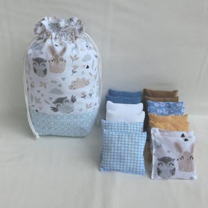 Lot de 14 coussins sensoriels et pochon de rangement, Jeu éducatif d' activité et d' éveil tactile d'inspiration Montessori, Enfant Bébé