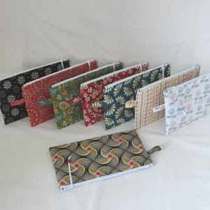 Platte tas met rits, Katoenen stof, Make-up opbergtas, Telefoon en oplader, Persoonlijke documentenhouder, Handgemaakt