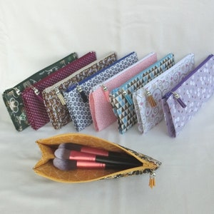 Trousse zippée à soufflet pour crayons ou Pinceaux maquillage, Tissu Coton, étui de Rangement pour Accessoires école ou bureau, Cadeau Noël image 1