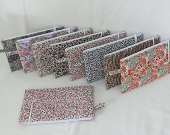Zipped pouch, Liberty-style floral fabric, makeup bag, document storage, phone and charger holder, handmade gift for women