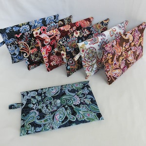 Pochette format enveloppe, 24 X 15 cm, Tissu Coton Paisley, Fourre tout Porte Document personnel / Agenda / Livre de poche,Etui de Rangement