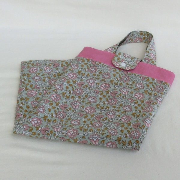 Sac à pain doublé, Sac à anse pour 2 à 3 baguettes, Tissu Coton motif Indien fleuri, Accessoire Cuisine Zéro déchet - Cadeau Fête des Mères