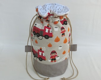 Bundle Bag, Fire Truck Fabric, School Accessory Tote Bag, Bag for small toys, Lingerie pouch, Child or baby gift