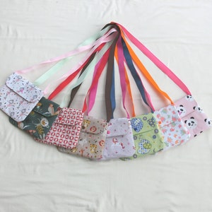 Sac / Pochette bandoulière pour petite Fille, Tissu Coton Motif Animaux et Danseuse, Besace porté épaule, Cadeau Enfant, Fait main France