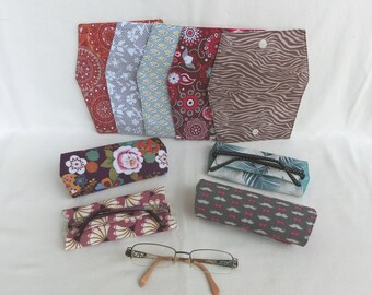 Protective Cover Case for Eyeglasses/Sunglasses/Reading Glasses, Japanese Cotton Fabric, Flowery or Animal, Original Gift