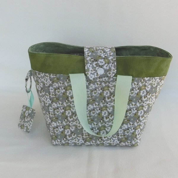 Sac à main pour petite Fille, Tissu Coton motif Fleurs, Cabas Fourre tout avec anses pour petites affaires ou accessoires, Cadeau Enfant