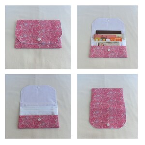 Pochette Porte documents 5 compartiments, Tissu Coton, Fourre tout pour papiers personnels, étui cartes, Trousse Rangement sac à main Femme Paisley Rose