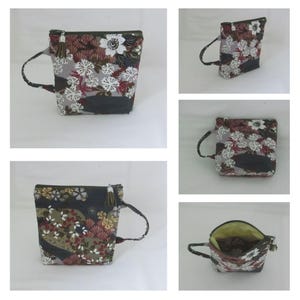 Tea bag, herbal tea or coffee pod pouch, pouch with 1 interior compartment, women's purse, Japanese fabric, handmade Jardin Japonais