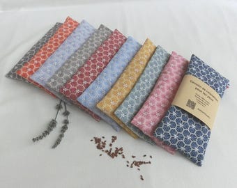 Relaxing Eye Pillow, Removable Cover, 19 cm X 8 cm, Organic Flax Seeds / Organic Lavender, Japanese Fabric, Yoga / Meditation Mask
