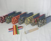 Trousse zippée en Jeans et Tissu Coton, Pochette pour crayons ou Maquillage, Rangement Accessoire école, Rentrée scolaire, Fait main