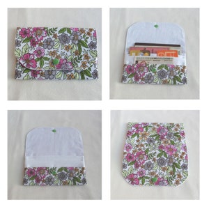 Pochette Porte documents 5 compartiments, Tissu Coton, Fourre tout pour papiers personnels, étui cartes, Trousse Rangement sac à main Femme Fleur champêtre