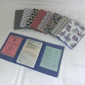 Pochette Tissu Coton et Vinyle pour Carte grise, Permis de conduire, Assurance voiture, Pochette papiers voiture ou moto, Fait main France