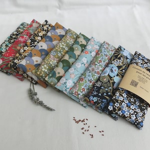 Coussin relaxant pour les yeux, Déhoussable, 19 X 8 cm, Graines de Lin Bio / Lavande Bio, Tissu Coton Japonais, Masque de Yoga / Méditation