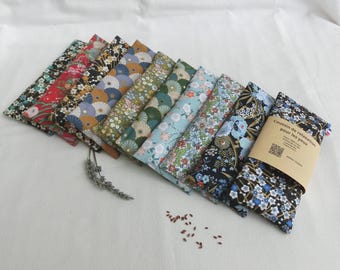 Relaxing Eye Pillow, Removable Cover, 19 X 8 cm, Organic Flax Seeds / Organic Lavender, Japanese Cotton Fabric, Yoga / Meditation Mask