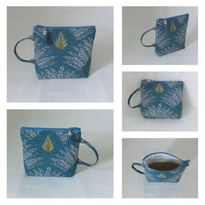 Tea bag, herbal tea or coffee pod pouch, pouch with 1 interior compartment, women's purse, Japanese fabric, handmade Arbre de Madagascar