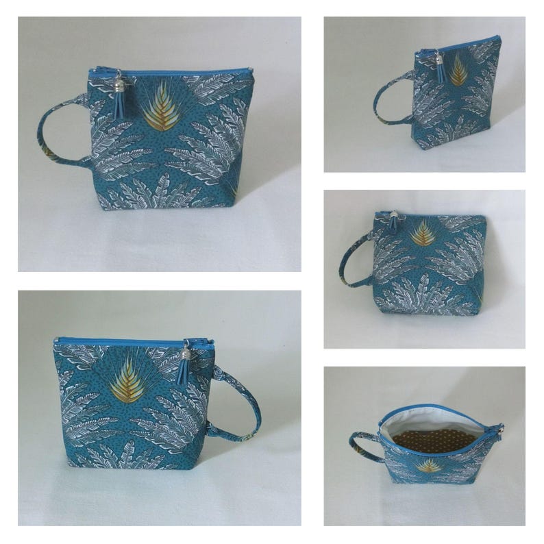 Tea bag, herbal tea or coffee pod pouch, pouch with 1 interior compartment, women's purse, Japanese fabric, handmade Arbre de Madagascar