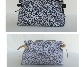 Pochette Intimo, Tessuto Cotone Leopardato, Marsupio Intimo, Kit Accessori Viaggio, Portabiancheria, Regalo, Donna, Ragazza Adolescente