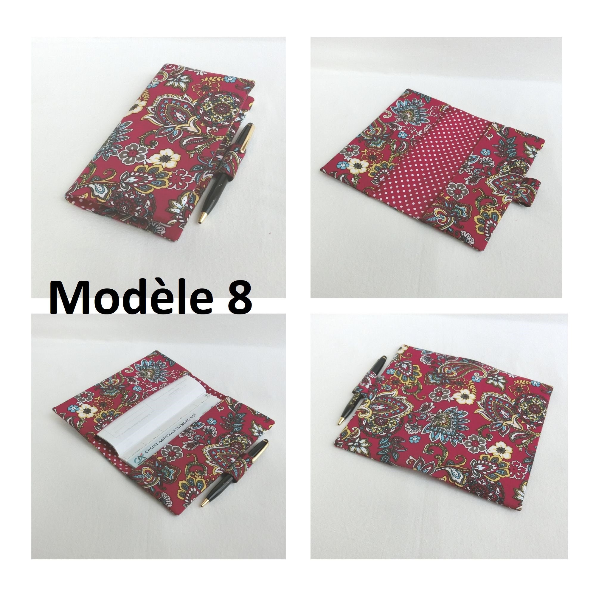 Étui De Chéquier En Cuir Pour Homme Et Femme, Avec Blocage RFID, Avec Fente Pour Carte De Crédit, Sangle élastique Et Couvertures De Chéquier Pour Femme, Chat Et Fleurs Roses