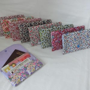 Portadocumenti a 5 scomparti, tessuto floreale in stile Liberty, spazio per documenti o documenti personali, porta carte, astuccio da donna
