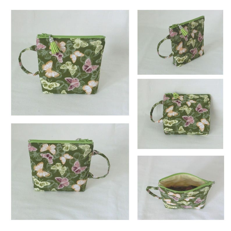 Tea bag, herbal tea or coffee pod pouch, pouch with 1 interior compartment, women's purse, Japanese fabric, handmade Papillon